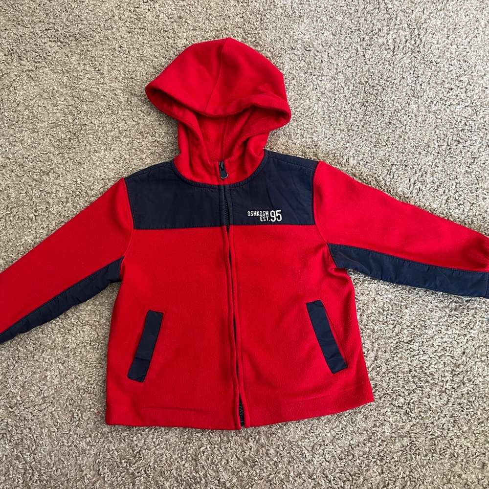 Osh Kosh Toddler Kids 3T Hooded Full Zip Fleece Jacket